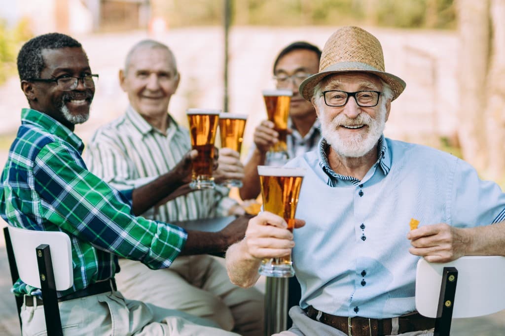 Friends enjoying a beer together