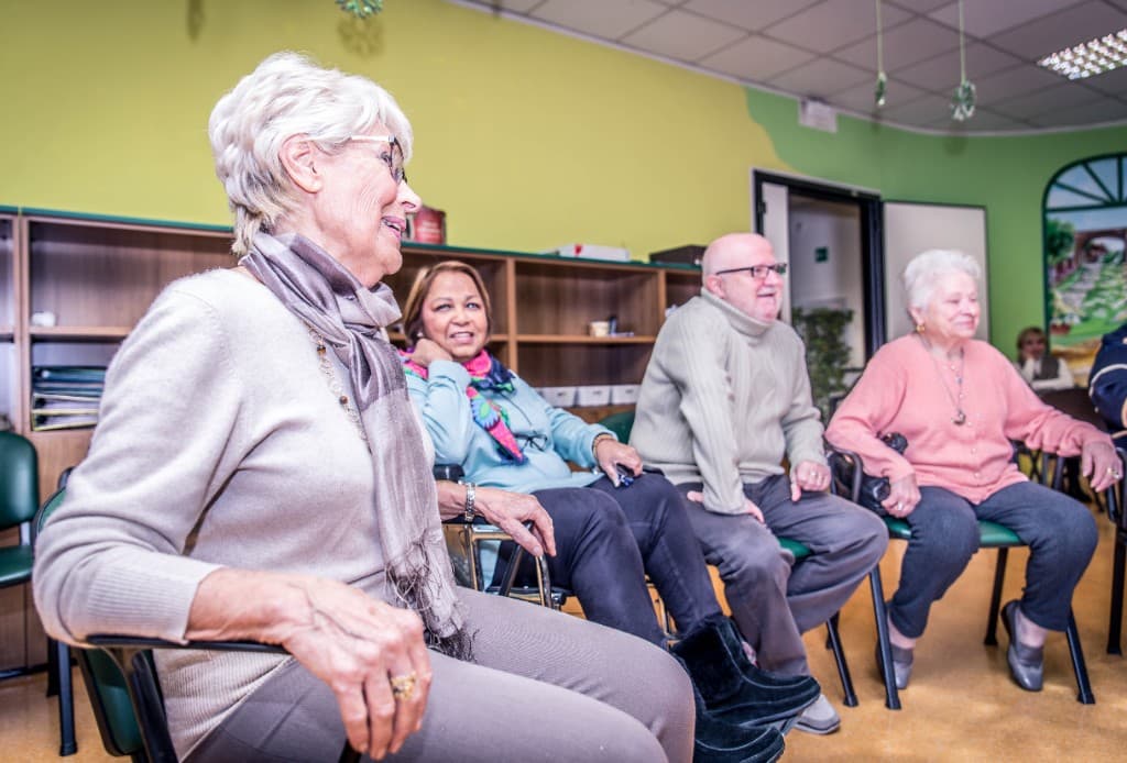 Group of seniors at a lively meeting